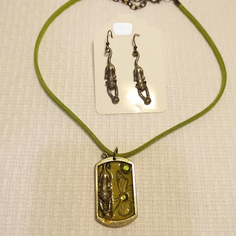 Cats Necklace & Earrings set ~Handmade!